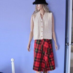 LOT of JW ANDERSON UNIQLO TARTAN SKIRT HANDKNIT WOOL VEST & ANGORA HAT OUTFIT